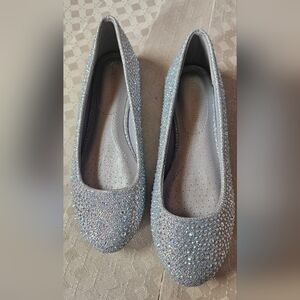 Silver Rhinestone Ballet Flats by Dream Pairs